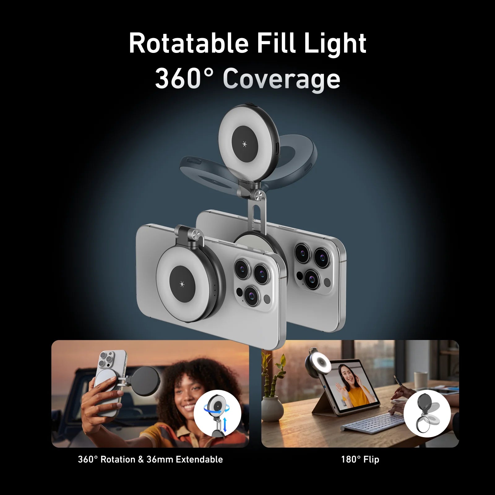 Magnetic Selfie Light for iPhone, Samsung, Xiaomi - Lonopy