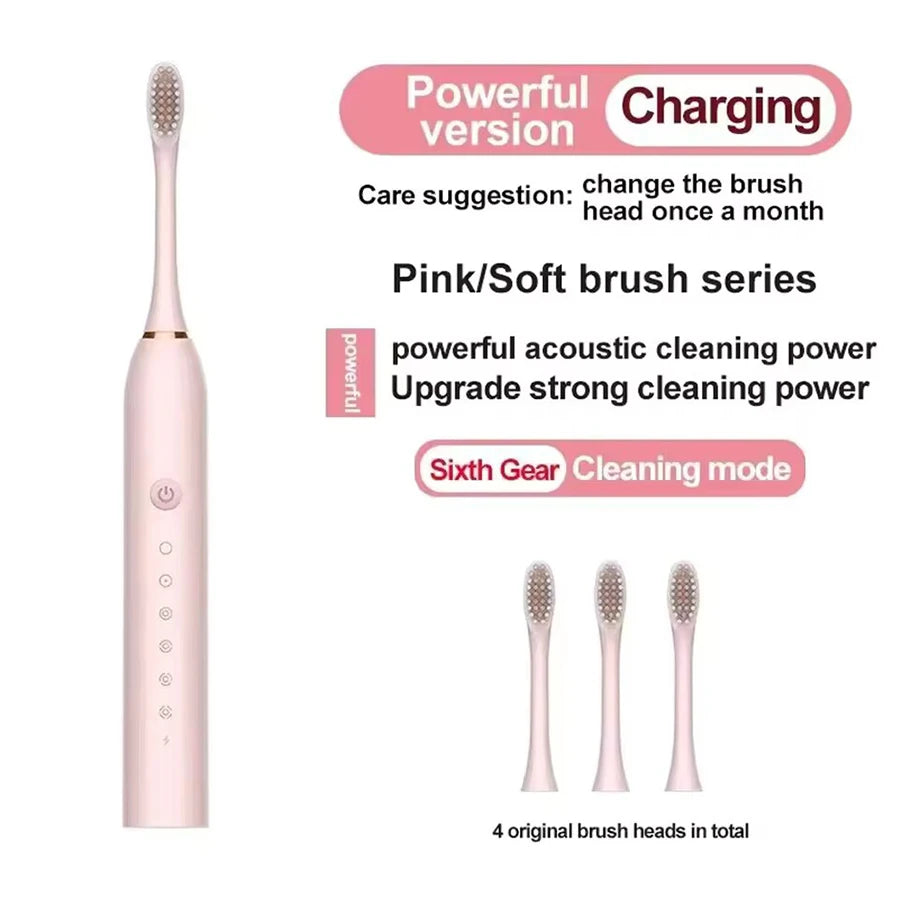 Electric Toothbrush Waterproof DuPont Brush Head USB Rechargeable High Frequency Cleaning