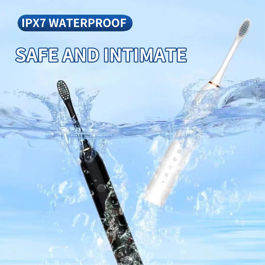 Electric Toothbrush Waterproof DuPont Brush Head USB Rechargeable High Frequency Cleaning