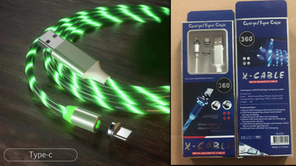Magnetic LED Fast Charging Cable – Type-C, Micro USB & Lightning
