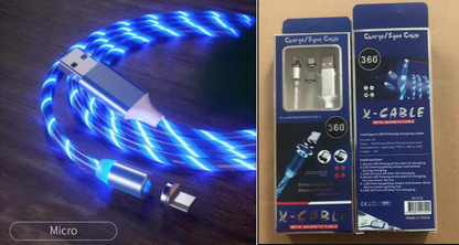 Magnetic LED Fast Charging Cable – Type-C, Micro USB & Lightning