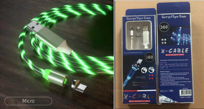 Magnetic LED Fast Charging Cable – Type-C, Micro USB & Lightning