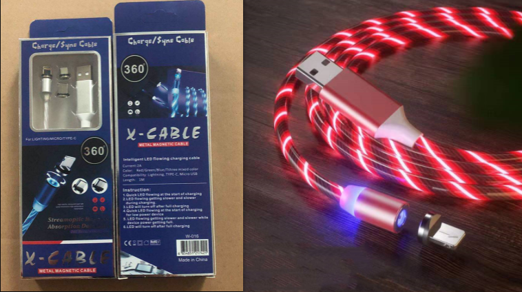 Magnetic LED Fast Charging Cable – Type-C, Micro USB & Lightning