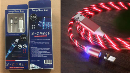 Magnetic LED Fast Charging Cable – Type-C, Micro USB & Lightning