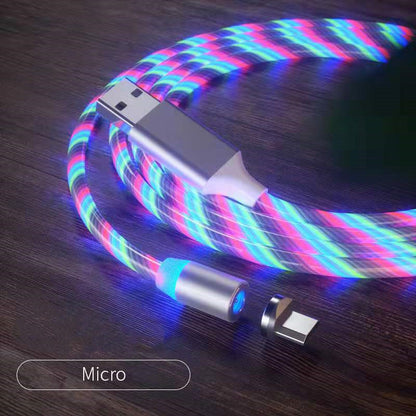 Magnetic LED Fast Charging Cable – Type-C, Micro USB & Lightning