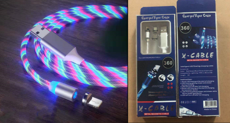 Magnetic LED Fast Charging Cable – Type-C, Micro USB & Lightning
