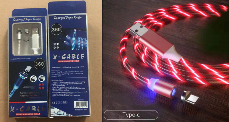 Magnetic LED Fast Charging Cable – Type-C, Micro USB & Lightning