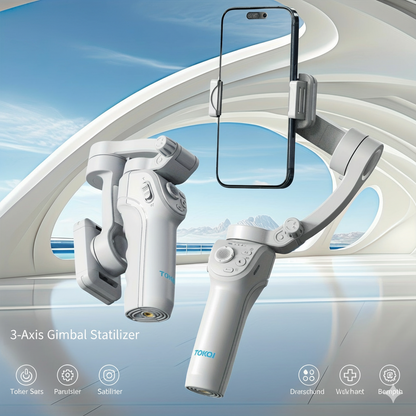 NNETM 3-Axis Selfie Stick Stabilizer with LED Light & Face Tracking