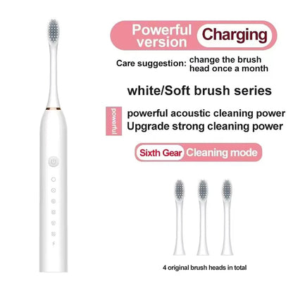 Electric Toothbrush Waterproof DuPont Brush Head USB Rechargeable High Frequency Cleaning