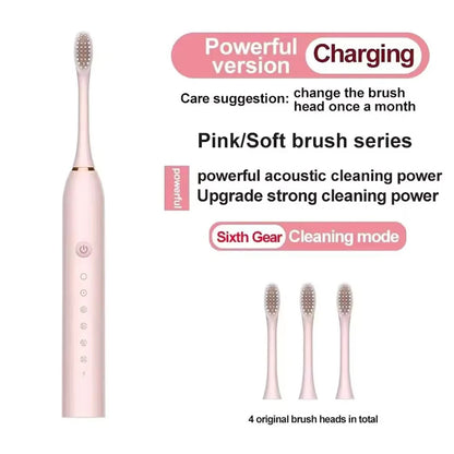 Electric Toothbrush Waterproof DuPont Brush Head USB Rechargeable High Frequency Cleaning